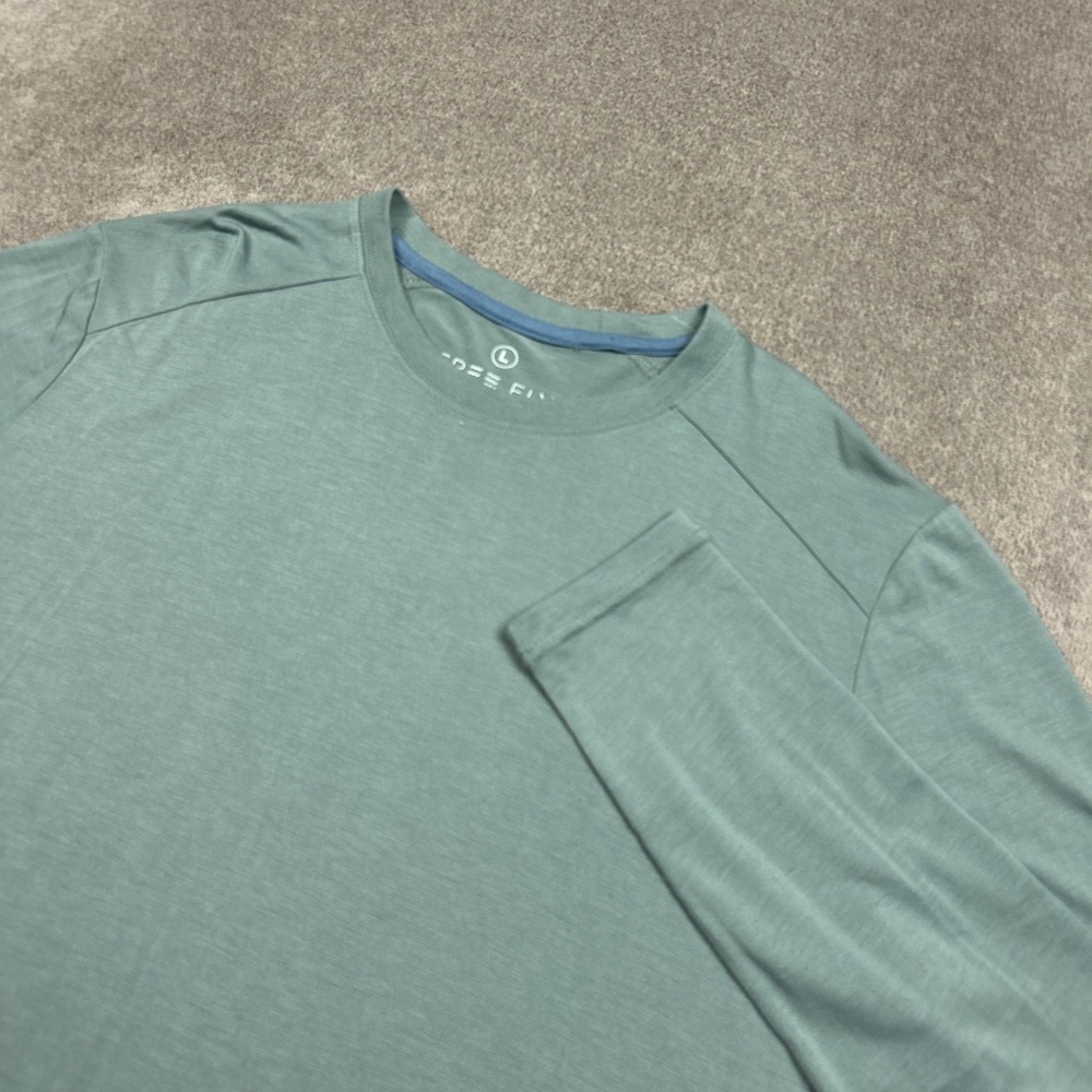 Free Fly Shirt Mens Large Crew Neck Long Sleeve Bamboo Performance Stretch Bleen